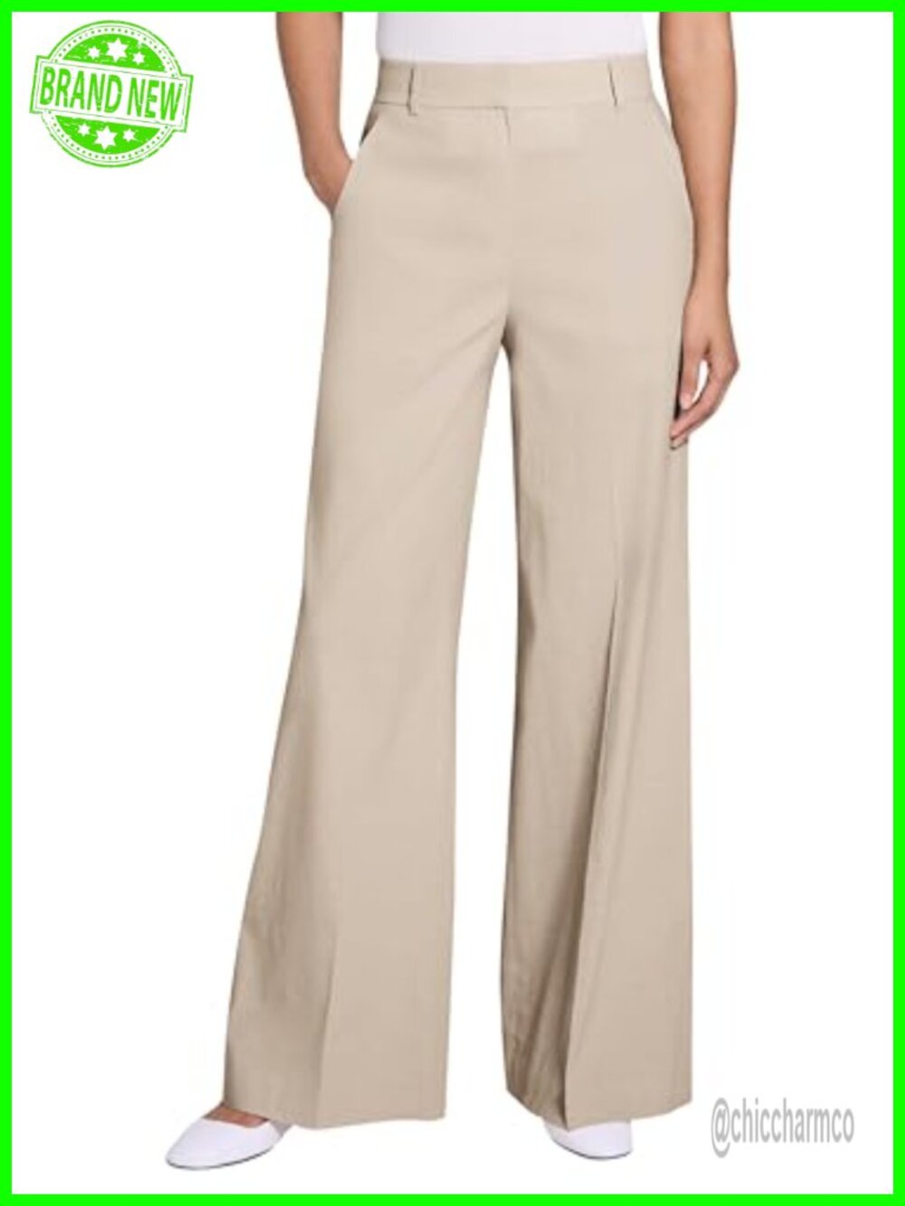 High-Waisted Wide-Leg Stretch Linen Trouser